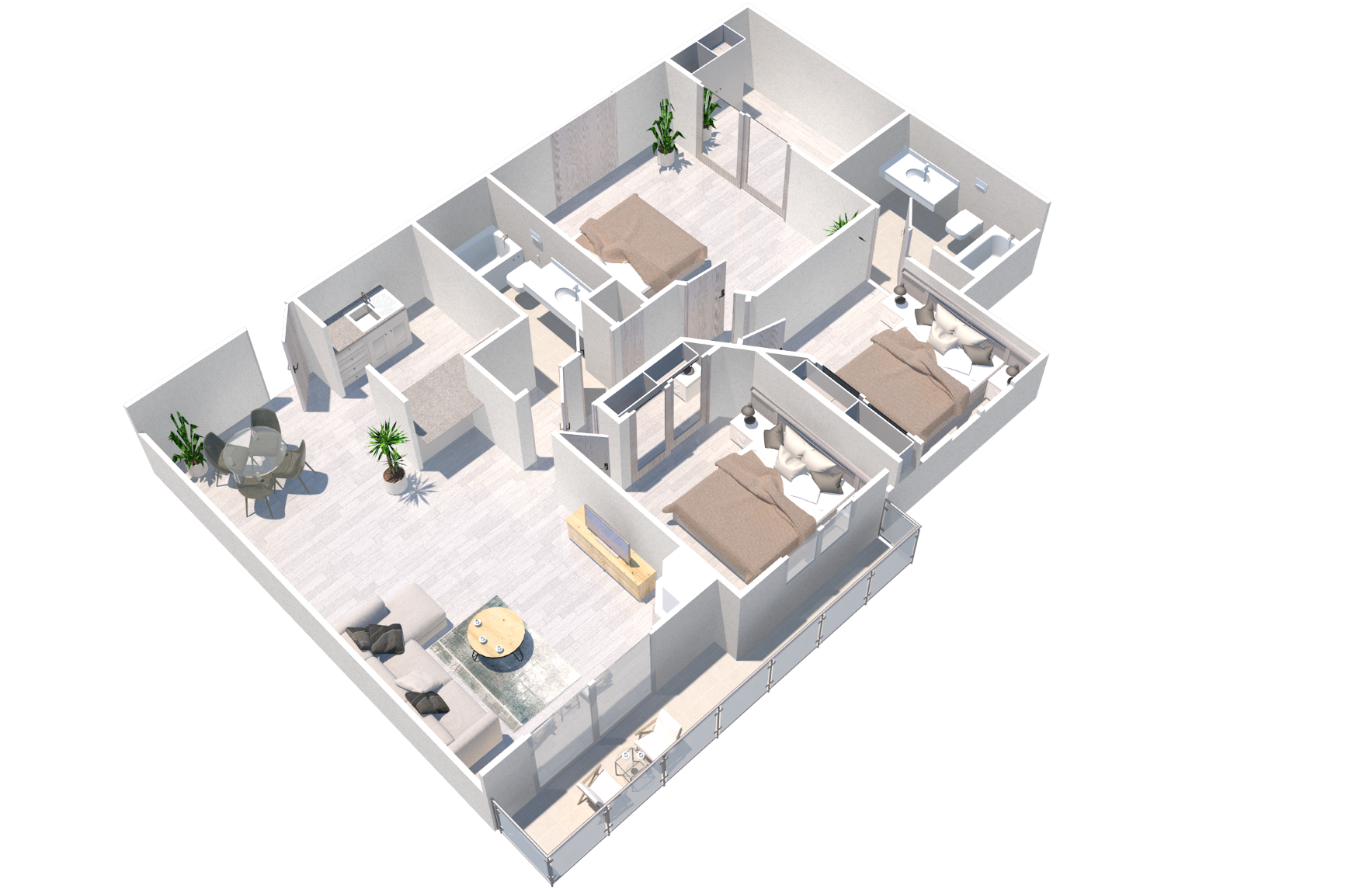 Floor plan for 3 beds, 2 baths, 1475 sqft